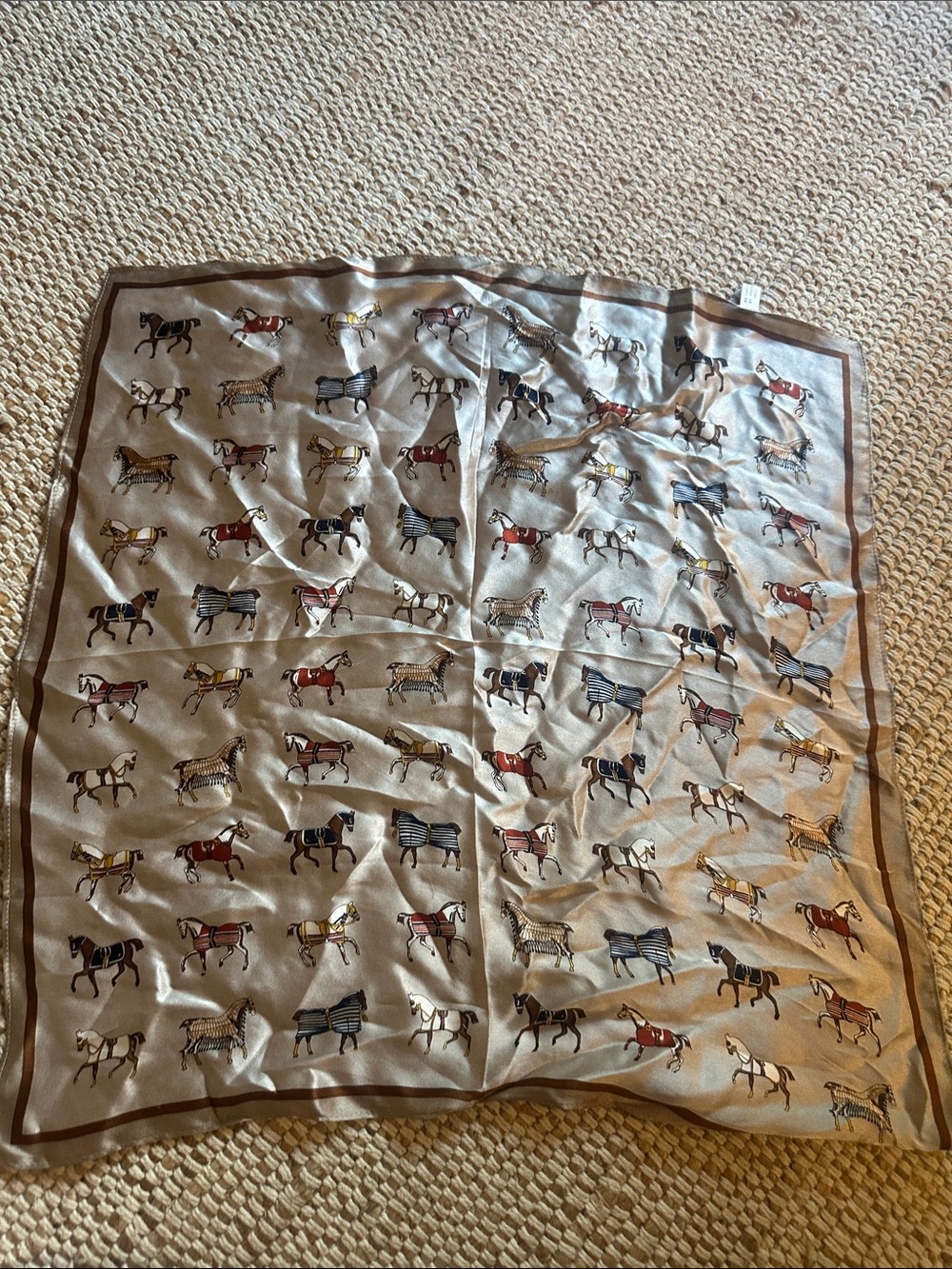 Silk-Feel Horse Print Decorative scarf